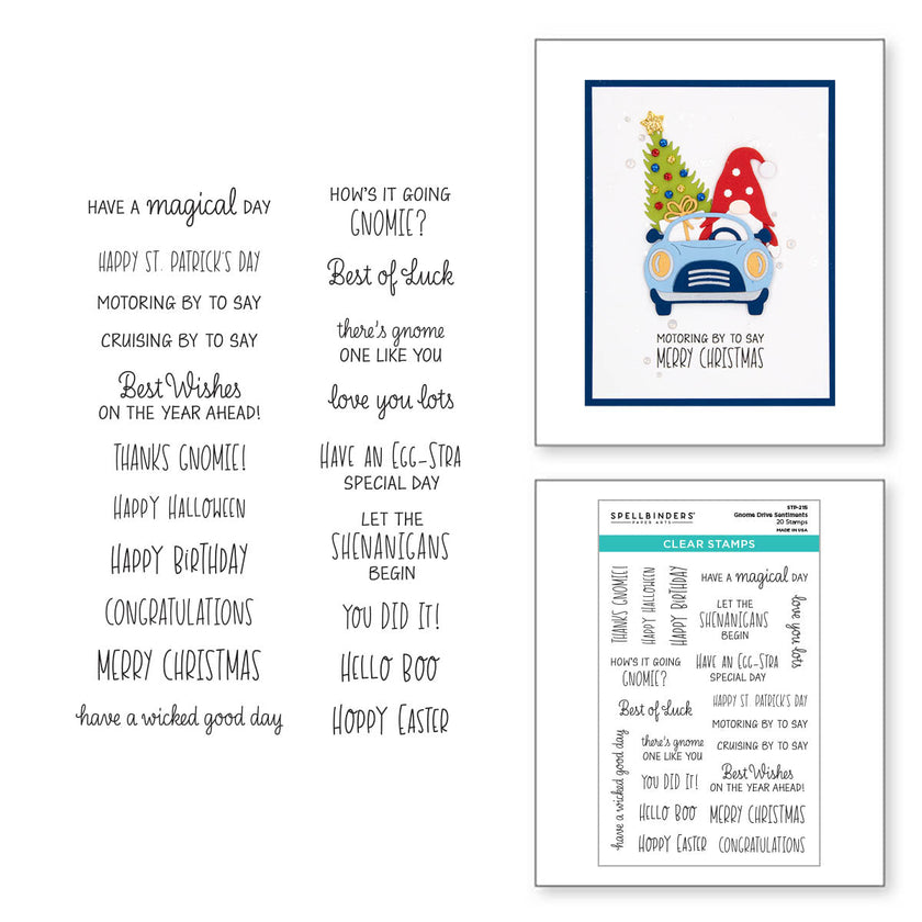Gnome Drive Sentiments Clear Stamp Set from the Gnome Drive Collection
