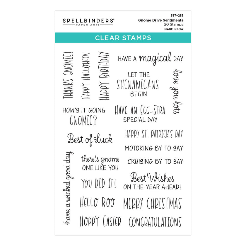 Gnome Drive Sentiments Clear Stamp Set from the Gnome Drive Collection