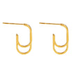St SIMON Gold: Rounded Corners Double Rectangle Hoop Earrings