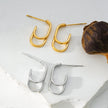 St SIMON Or Blanc (Couleur Argentée) : Boucles d'oreilles rectangulaires doubles à coins arrondis.