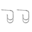 St SIMON Or Blanc (Couleur Argentée) : Boucles d'oreilles rectangulaires doubles à coins arrondis.