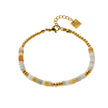 SUMAN : Bracelet en pierres d'aventurine rose et perles dorées.