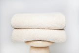 Cream Solid Double Layered Print Extended Throw