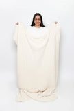 Cream Solid Double Layered Print Extended Throw