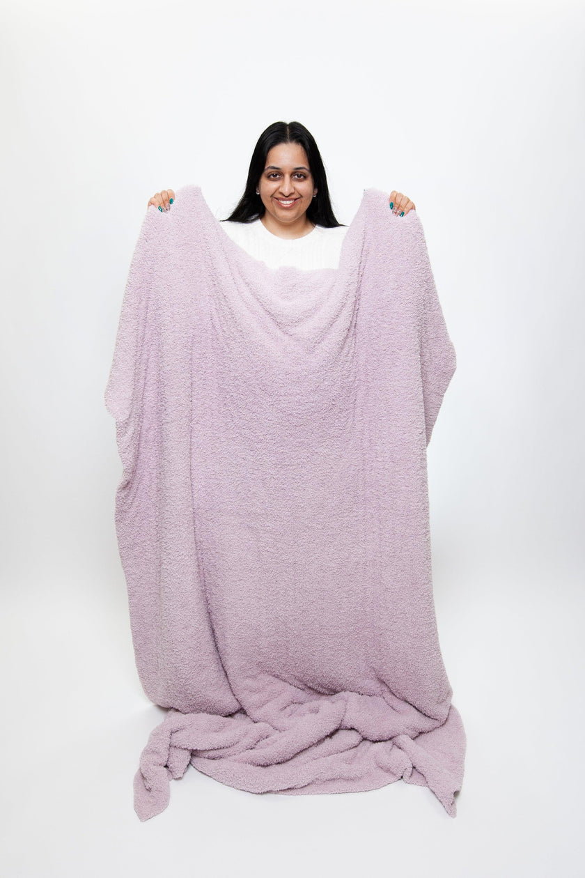 Iced Lilac Solid Double Layered Print Extended Throw