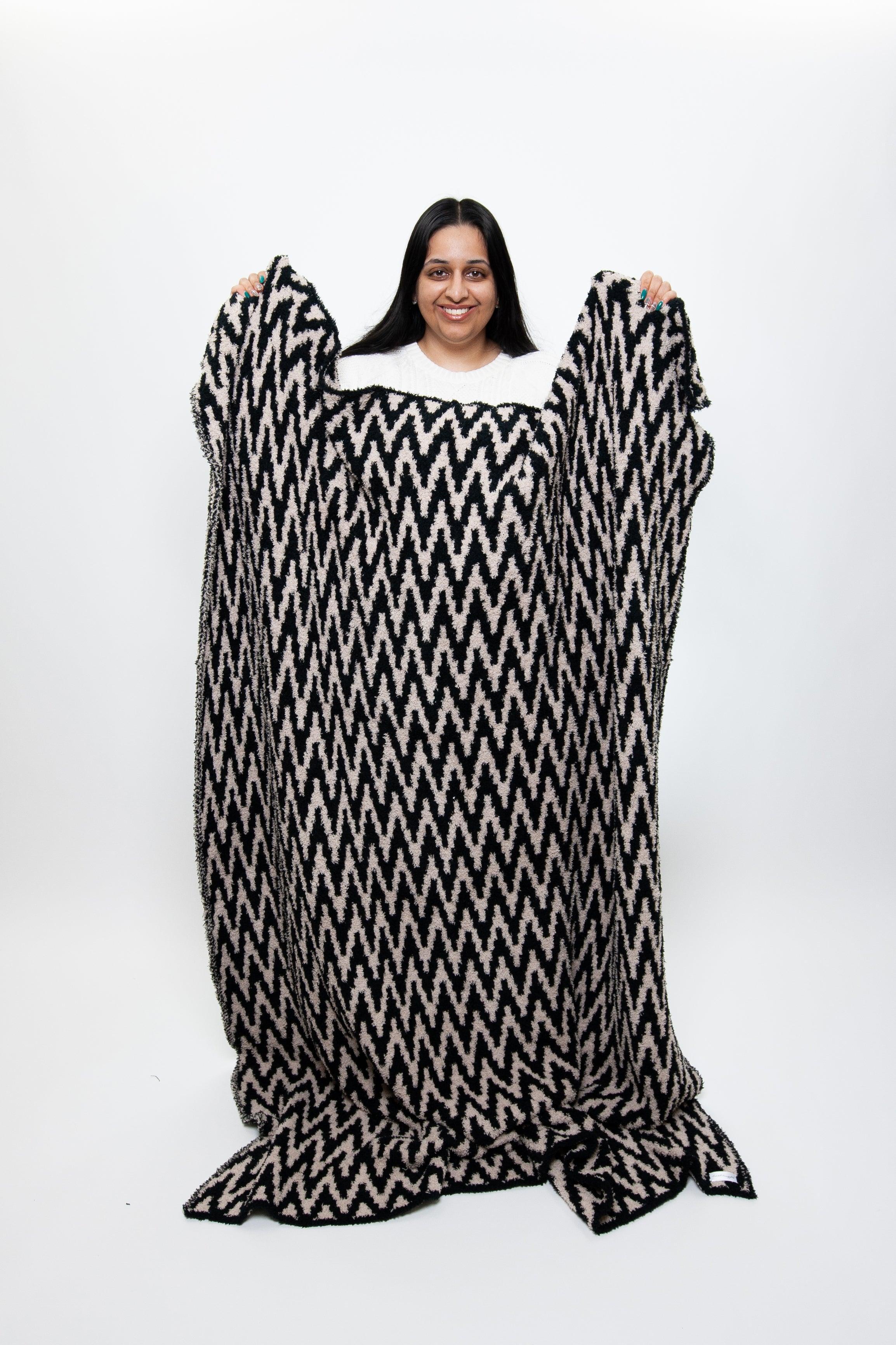 Tap Shoe & Rainy Day Chevron Print Extended Throw