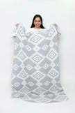 Grey & White Diamond Mosaic Print Extended Throw