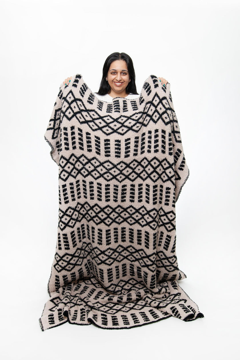 Tap Shoe & Rainy Day Diamond Point Print Extended Throw