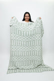Desert Sage & White Diamond Point Print Extended Throw