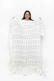 Desert Sage & White Diamond Point Print Extended Throw