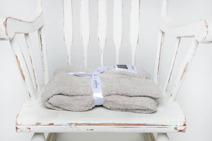 Foggy Dew Cable Knit Toddler Blanket