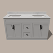 60-Inch Double Sink Shaker Bathroom Vanity — White or Gray | Plywood Cabinet, Solid-Wood Doors, Soft-Close 3-Way Clip-On Hinges | Center Drawers