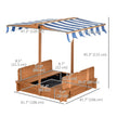 Outsunny Kids Sandbox Wooden with Cover Adjustable Canopy Foldable Bench Seats Sand Play Red