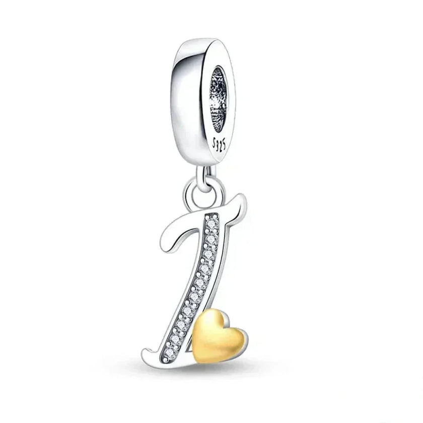 925 Sterling Silver Initial Charm with CZ Sparkle