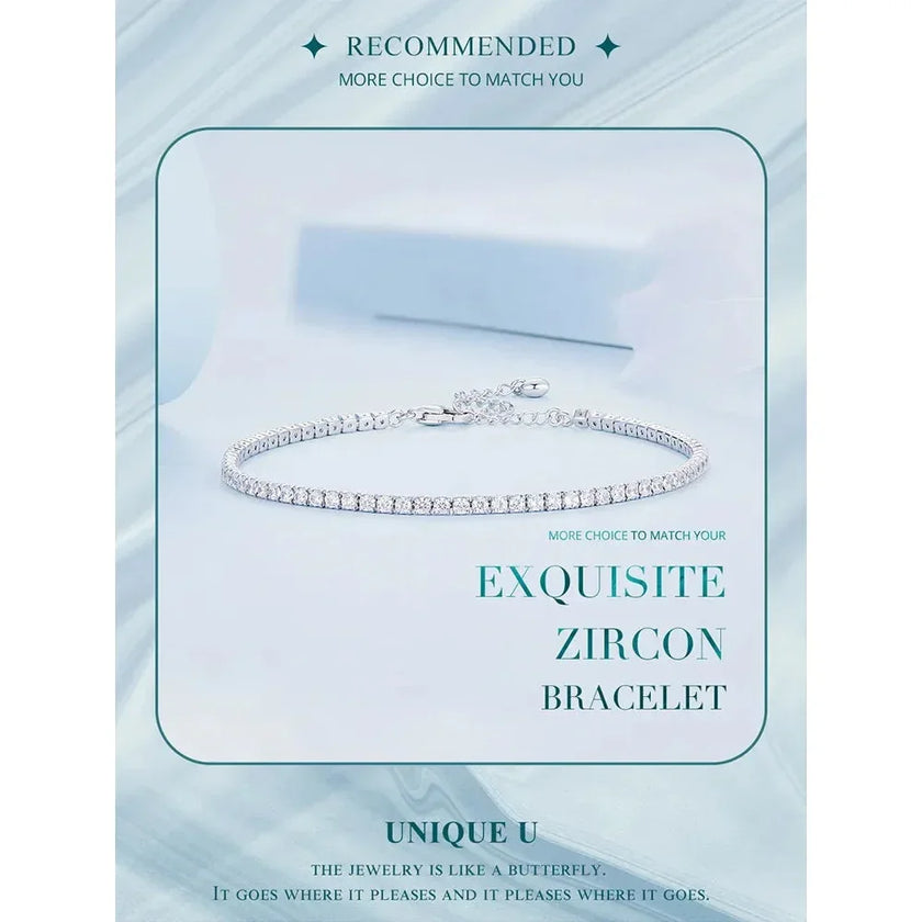 925 Sterling Silver CZ Tennis Bracelet