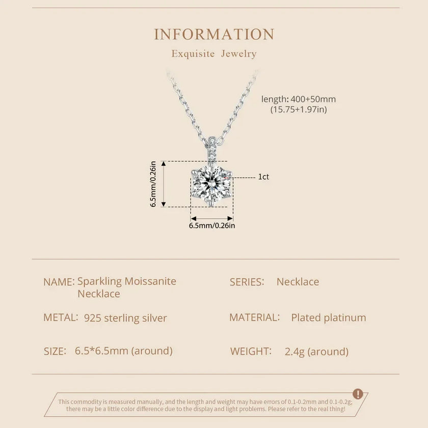 Glamorous Gem 1ct Moissanite Sterling Silver Pendant Necklace