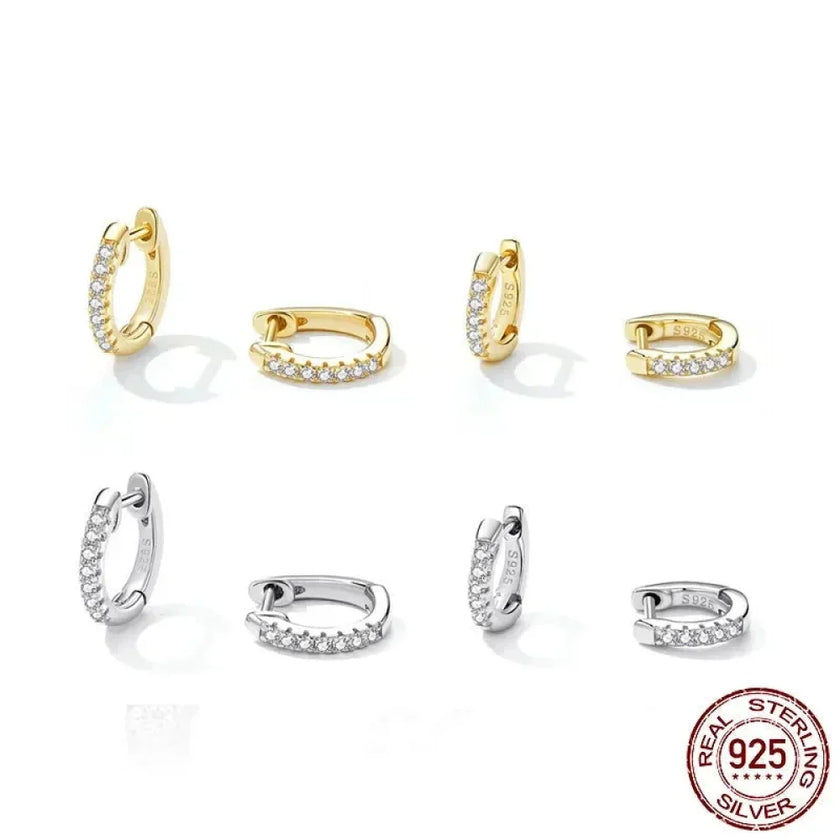 14K Gold Plated 925 Sterling Silver Cubic Zirconia Cuff Earrings - Trendy and Chic