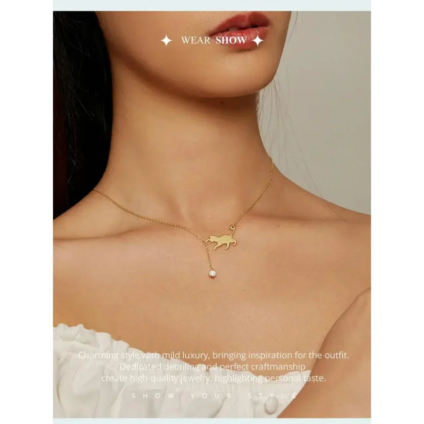 Breathtaking 925 Sterling Silver Cat Necklace | Elegant Pendant Collarbone Jewelry Scn232 In 3 Colors