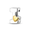 925 Sterling Silver Initial Charm with Gold Heart