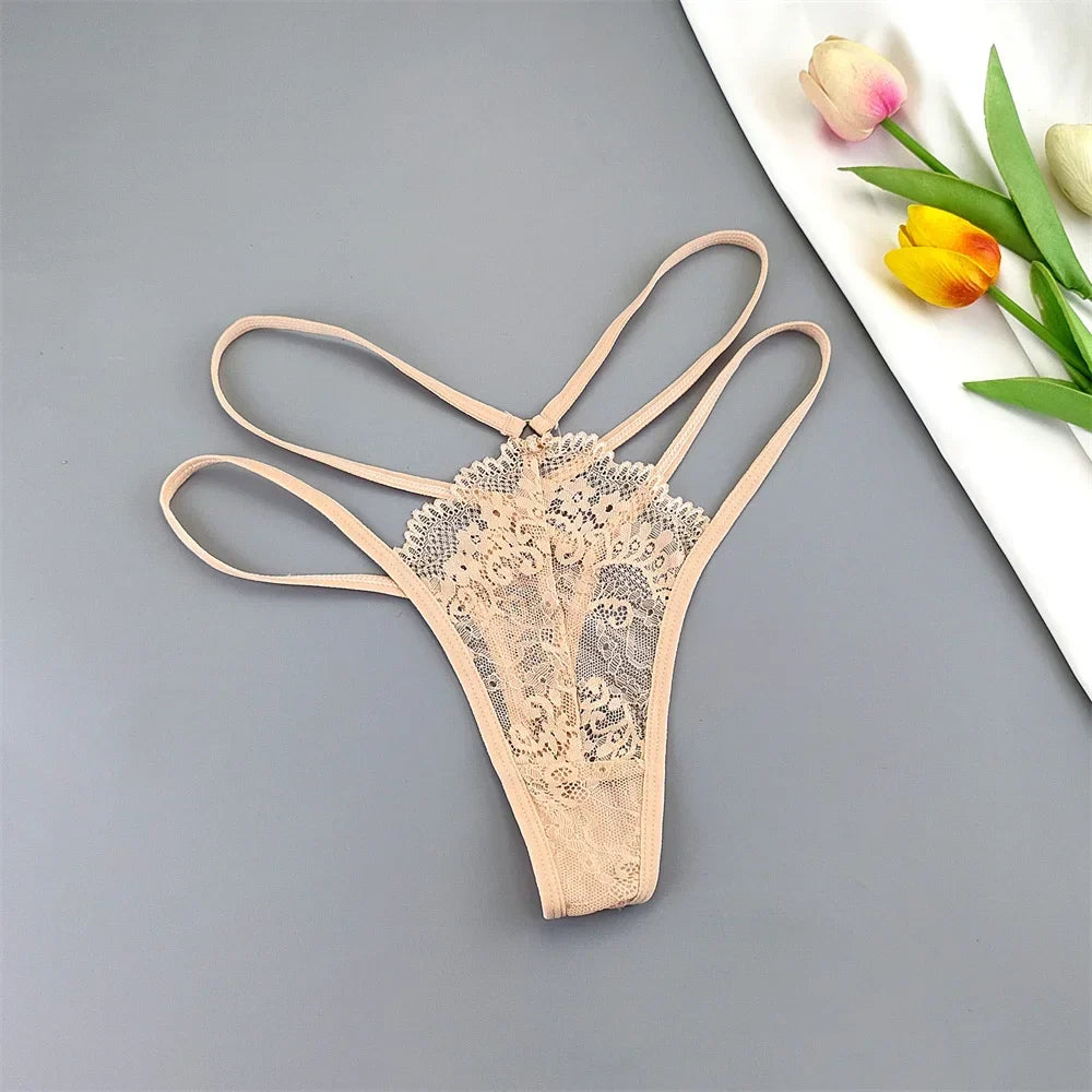 3-Pack Lace Peekaboo G-Strings – Strappy, Sheer, & Seductive T-Back Thongs