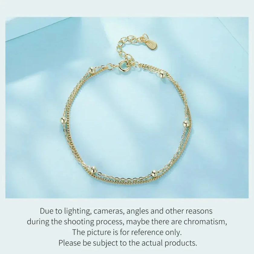 925 Sterling Silver Double Bead Chain Bracelet