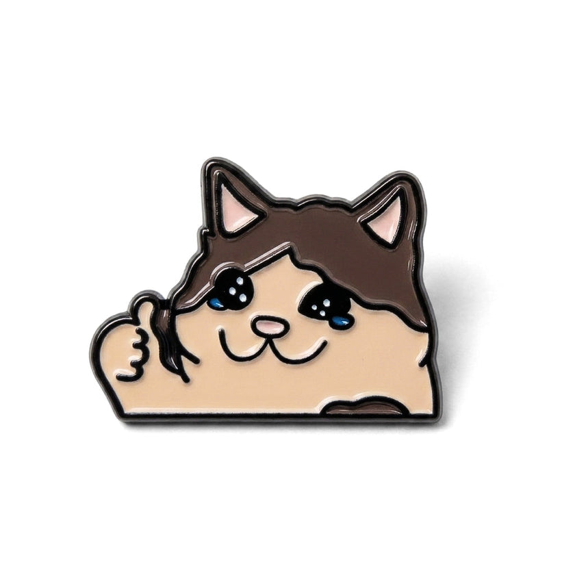 Doing Great! Sad Cat Thumbs Up Meme | Collectible Pin