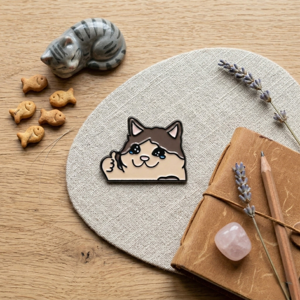 Doing Great! Sad Cat Thumbs Up Meme | Collectible Pin