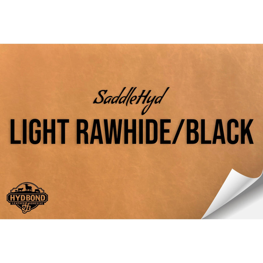SADDLEHYD LIGHT RAWHIDE/BLACK WITH ADHESIVE HYDBOND LEATHERETTE SHEET (12