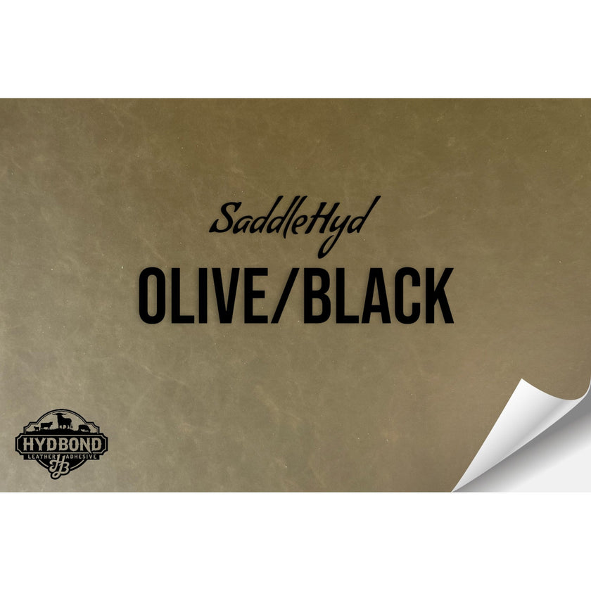 SADDLEHYD OLIVE/BLACK WITH ADHESIVE HYDBOND LEATHERETTE SHEET (12