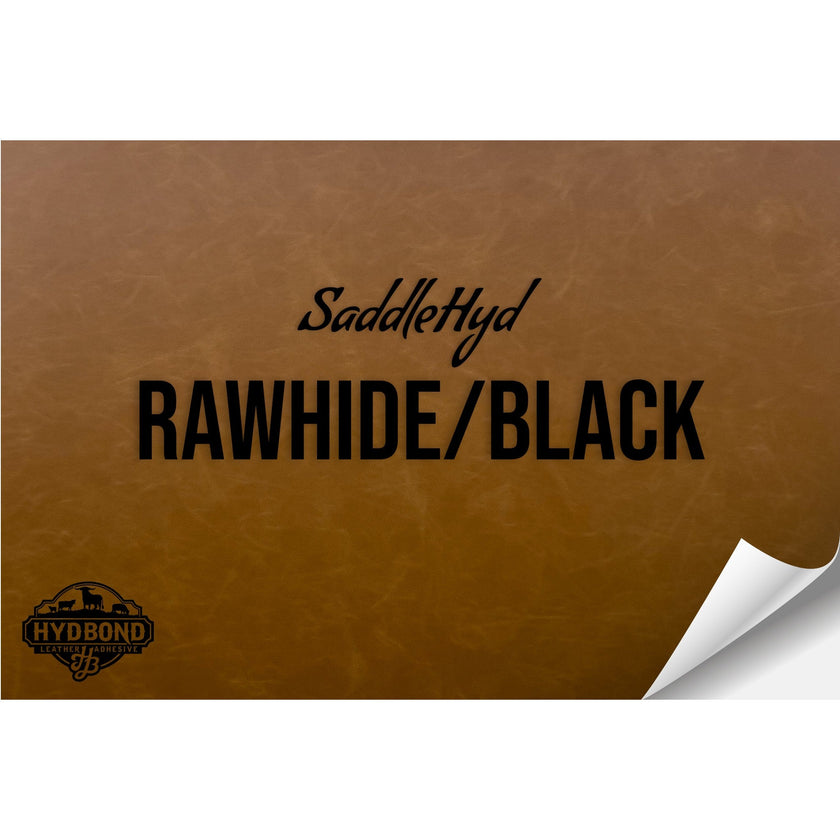 SADDLEHYD RAWHIDE/BLACK WITH ADHESIVE HYDBOND LEATHERETTE SHEET (12