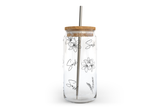 Sask Pattern Glass Can with Bamboo Lid