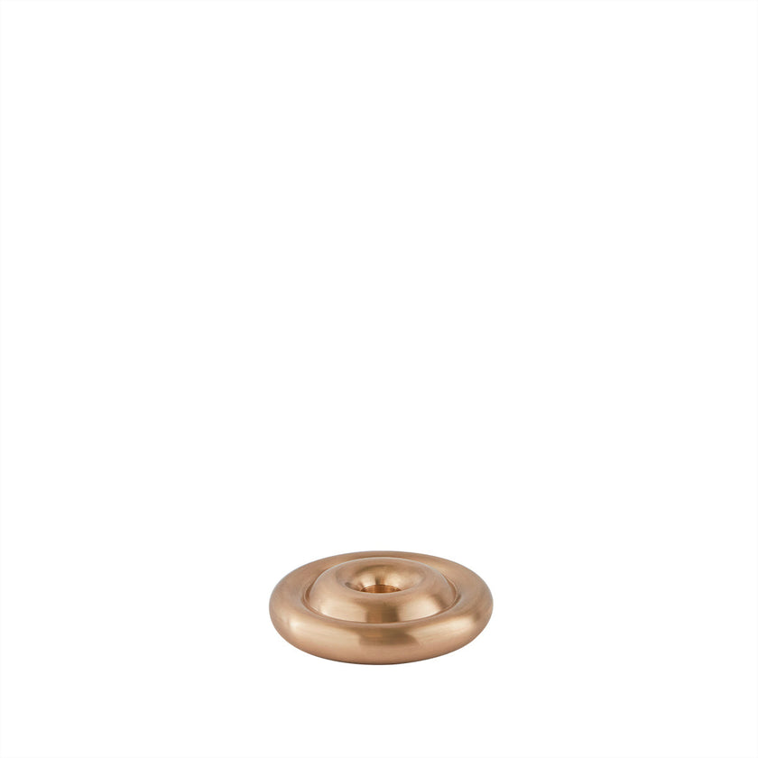 Savi Solid Brass Candleholder - Low - Brushed Brass
