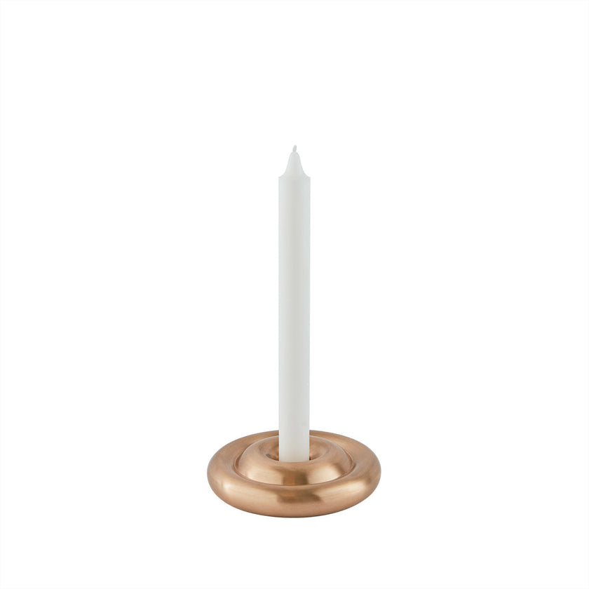 Savi Solid Brass Candleholder - Low - Brushed Brass
