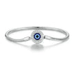 Sterling Silver Evil Eye Charm Bracelet with CZ – Snake Chain