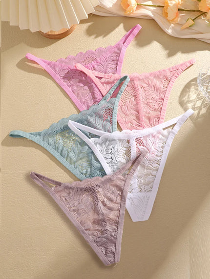 5PCS Lace Temptation G-String Set – Sheer Lace, Sexy & Soft G-Strings