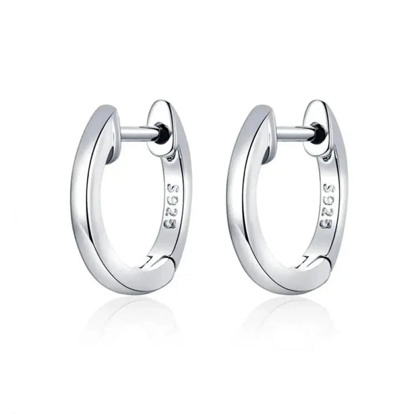 Genuine Sterling Silver Hoop Earrings - Elegant Rose Gold Color - Women's Fashion jewelry SCE808