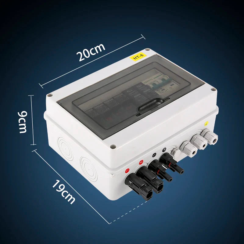 Solar Photovoltaic combiner box - lightning protection 2 input 1 out  MCB SPD box IP65