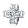 925 Sterling Silver Clear 5A Crystal Collection Family Heart X-Shape Charm Beads for Charm Bracelet & Necklace Pendant
