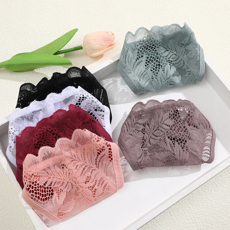 6PCS Lace G-String Panties – Sexy, Soft & Low Rise Lingerie