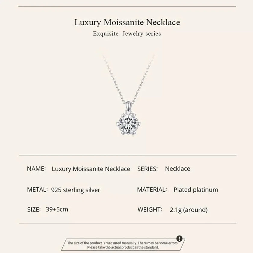 Stunning 1 Carat Moissanite Pendant Necklace | 925 Sterling Silver | Wedding & Bridal Fine Jewelry