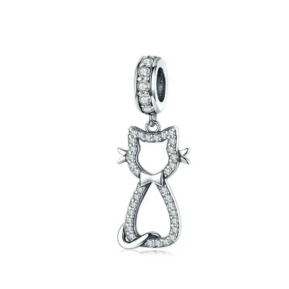 925 Sterling Silver Clear 5A Crystal Collection Family Heart X-Shape Charm Beads for Charm Bracelet & Necklace Pendant