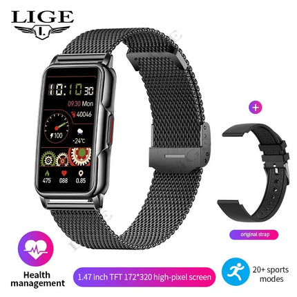 LIGE Smart Watch Women Full Touch Screen Bluetooth Call IP67 Waterproof Sports Fitness Tracker Smartwatch Women