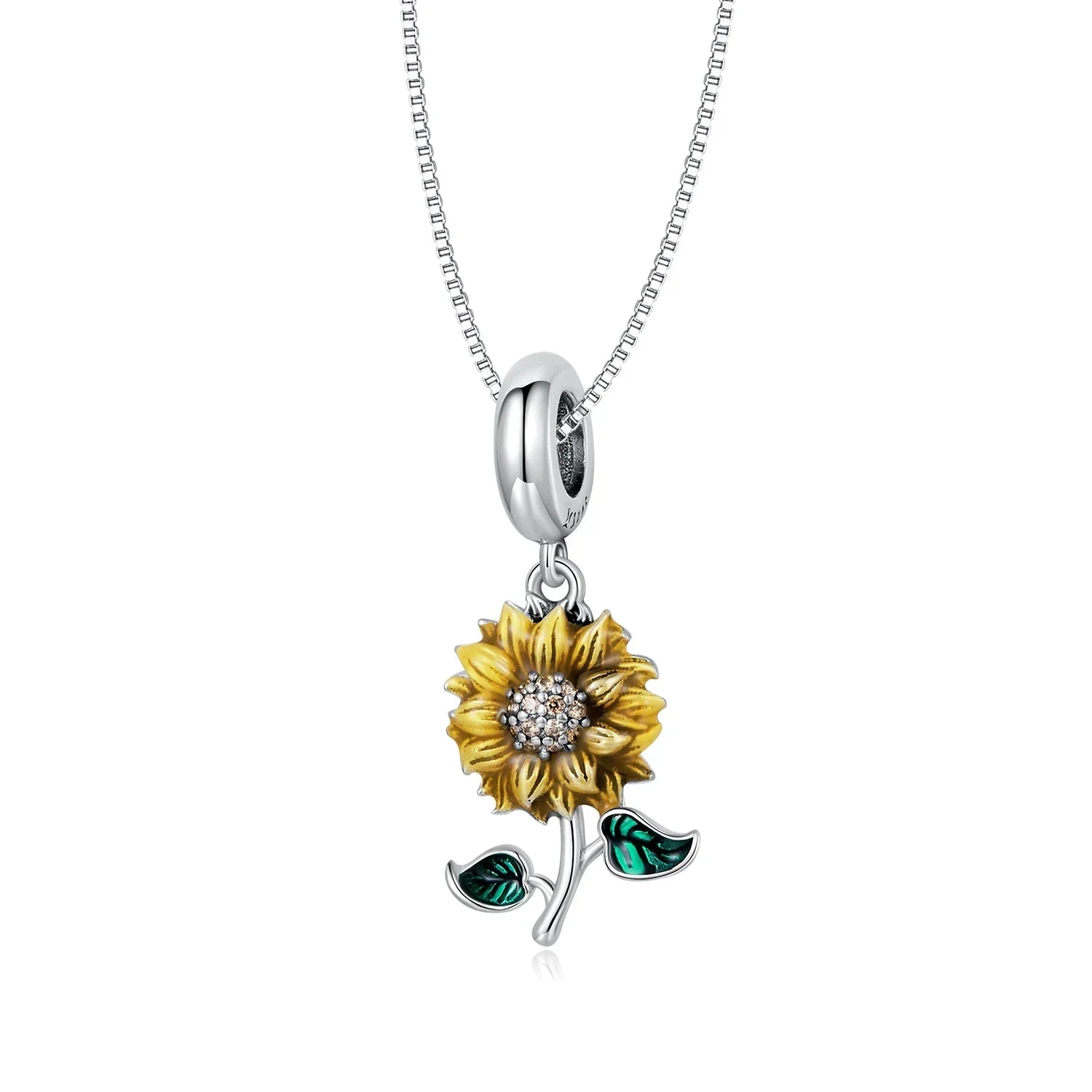 Vintage 925 Sterling Silver Sunflower Pendant Necklace
