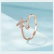 925 Sterling Silver CZ Flying Plane Open Ring