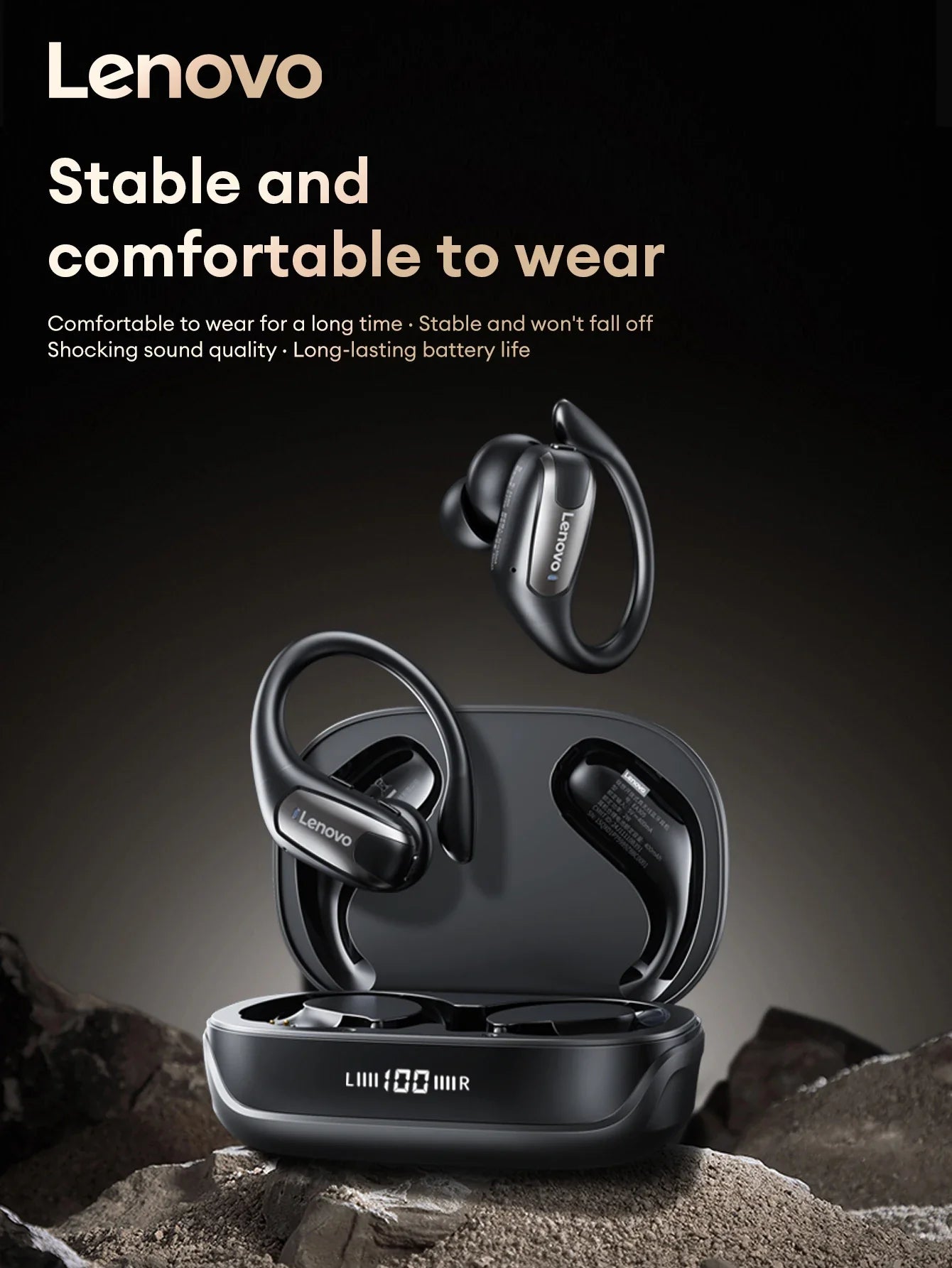 Lenovo EA305 OWS Wireless Bluetooth V5.4 Earphones Long Endurance Headphones Waterproof Sport Earphones LP75 Gaming Earbuds