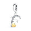 925 Sterling Silver Initial Charm with CZ Sparkle