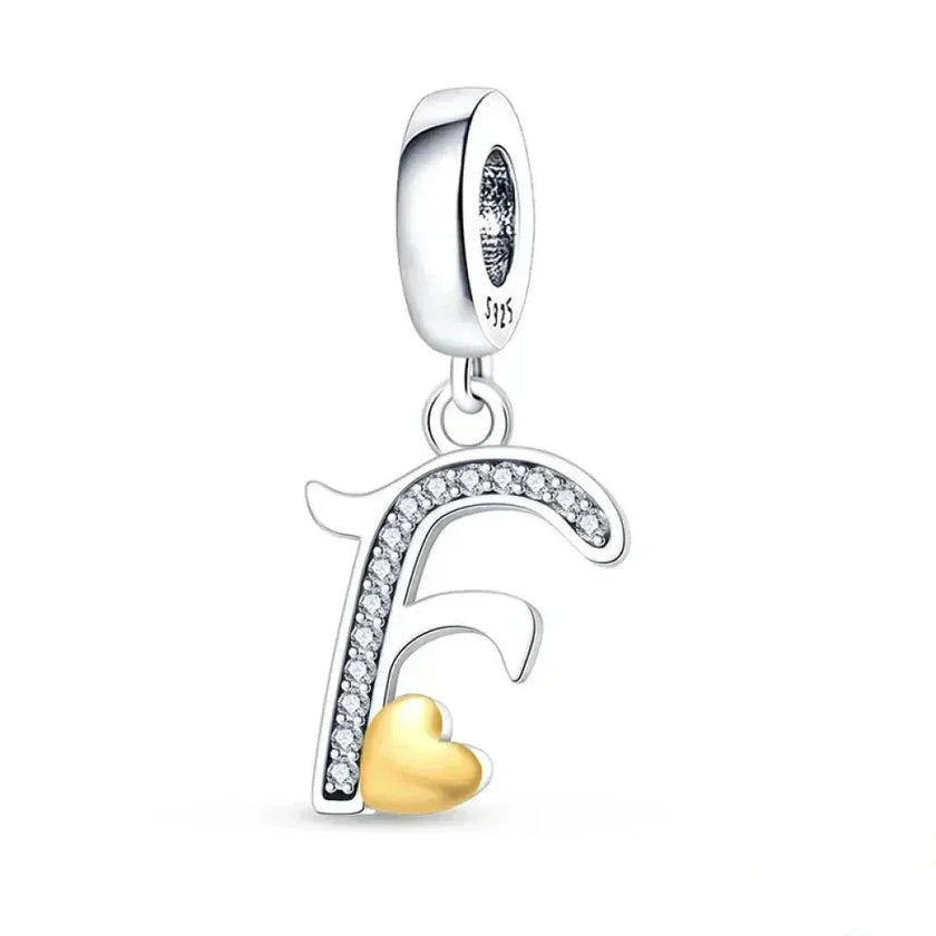 925 Sterling Silver Initial Charm with CZ Sparkle