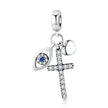 925 Sterling Silver Clear 5A Crystal Collection Family Heart X-Shape Charm Beads for Charm Bracelet & Necklace Pendant