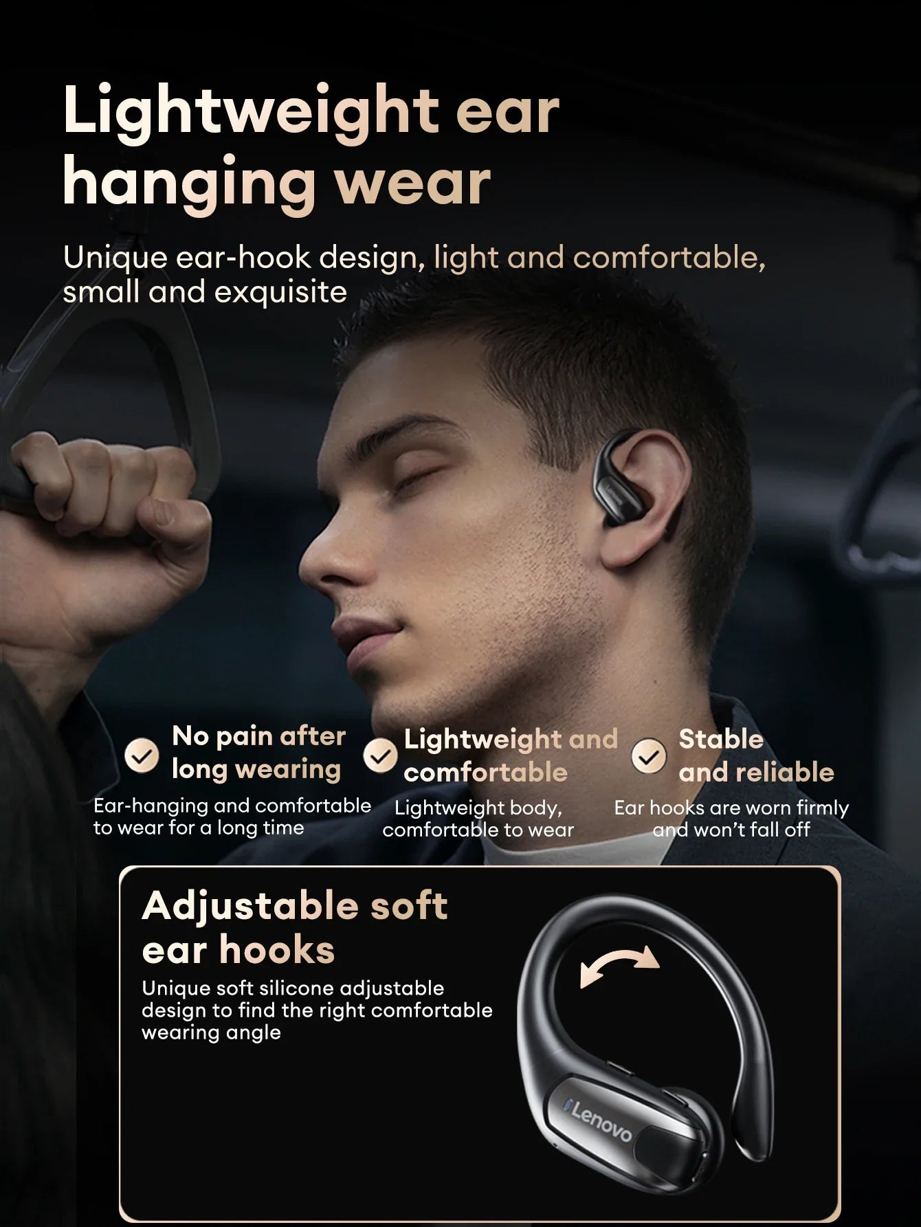 Lenovo EA305 OWS Wireless Bluetooth V5.4 Earphones Long Endurance Headphones Waterproof Sport Earphones LP75 Gaming Earbuds