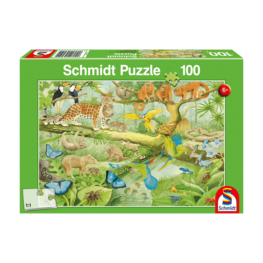 Schmidt Spiele - Puzzle - Animals In The Jungle (100-Piece Puzzle)